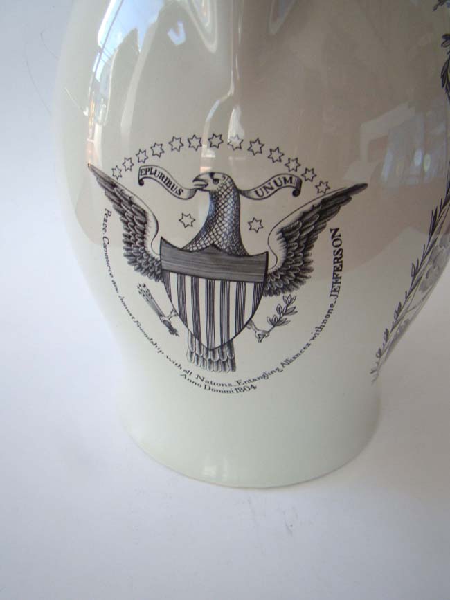 A black transferware Liverpool pitcher made for the Nantucket Historical Association by Mottahedeh — image 2